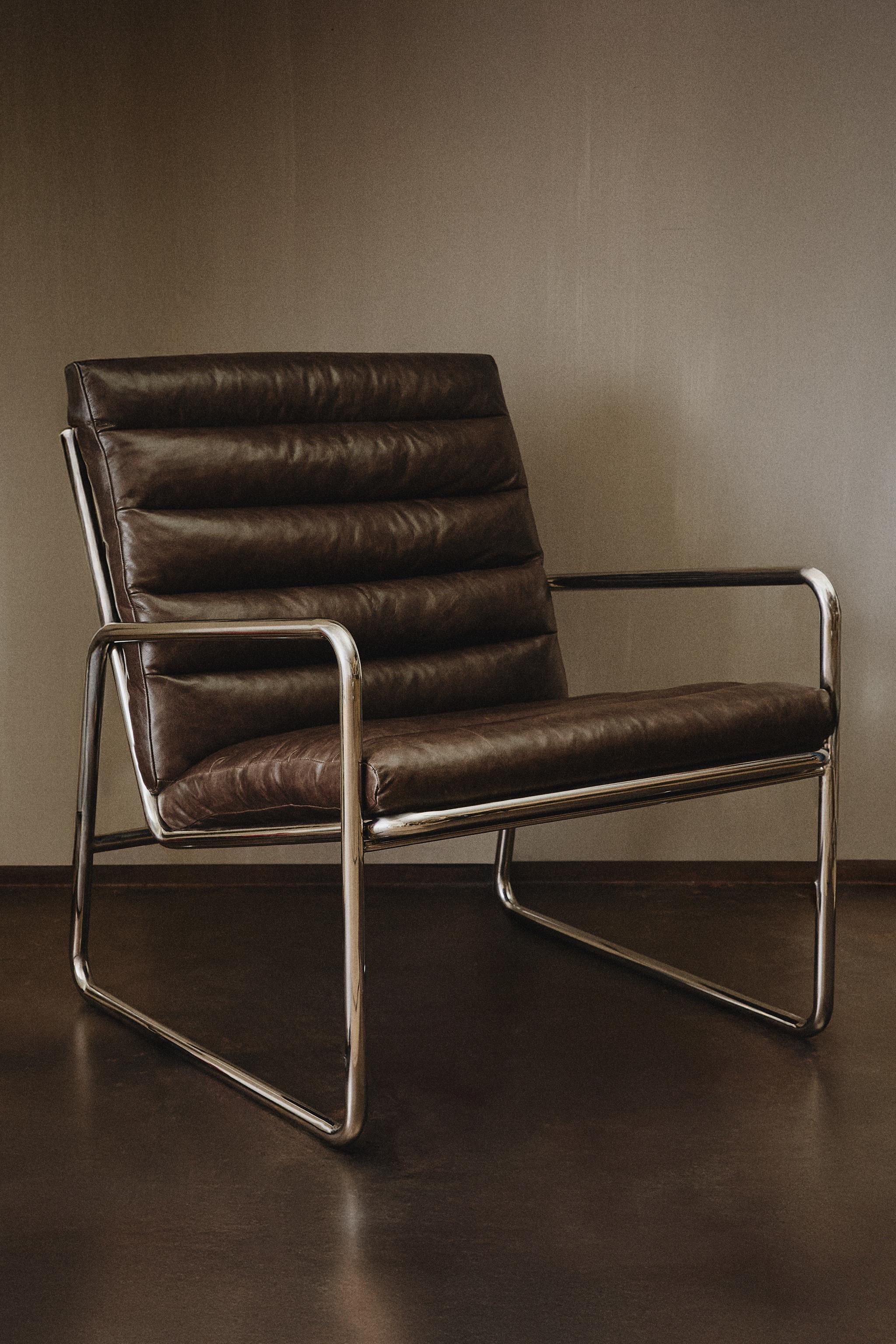 FAUTEUIL MÉTAL ET CUIR
